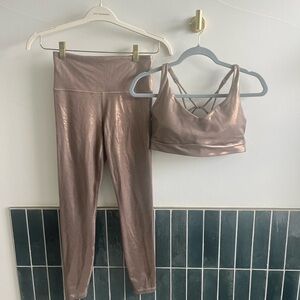 Elation Shine line, Metallic Bronze Leggings and Sports bra set